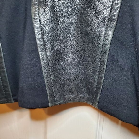 TED BAKER Black Leather Blend Moto Zip Collar Women Motocycle Jacket Sz 4 - Picture 16 of 16